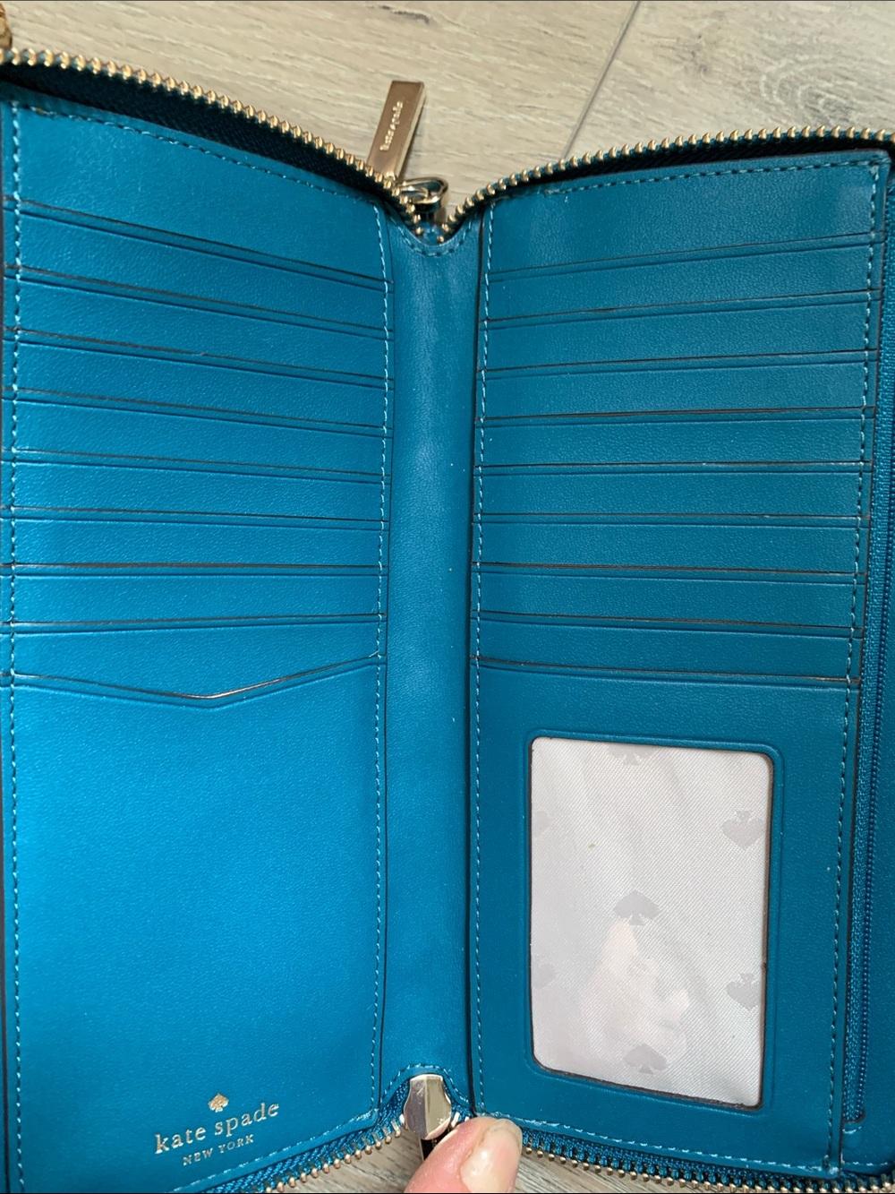 kate spade double-zip teal wristlet clutch - Picture 5 of 6
